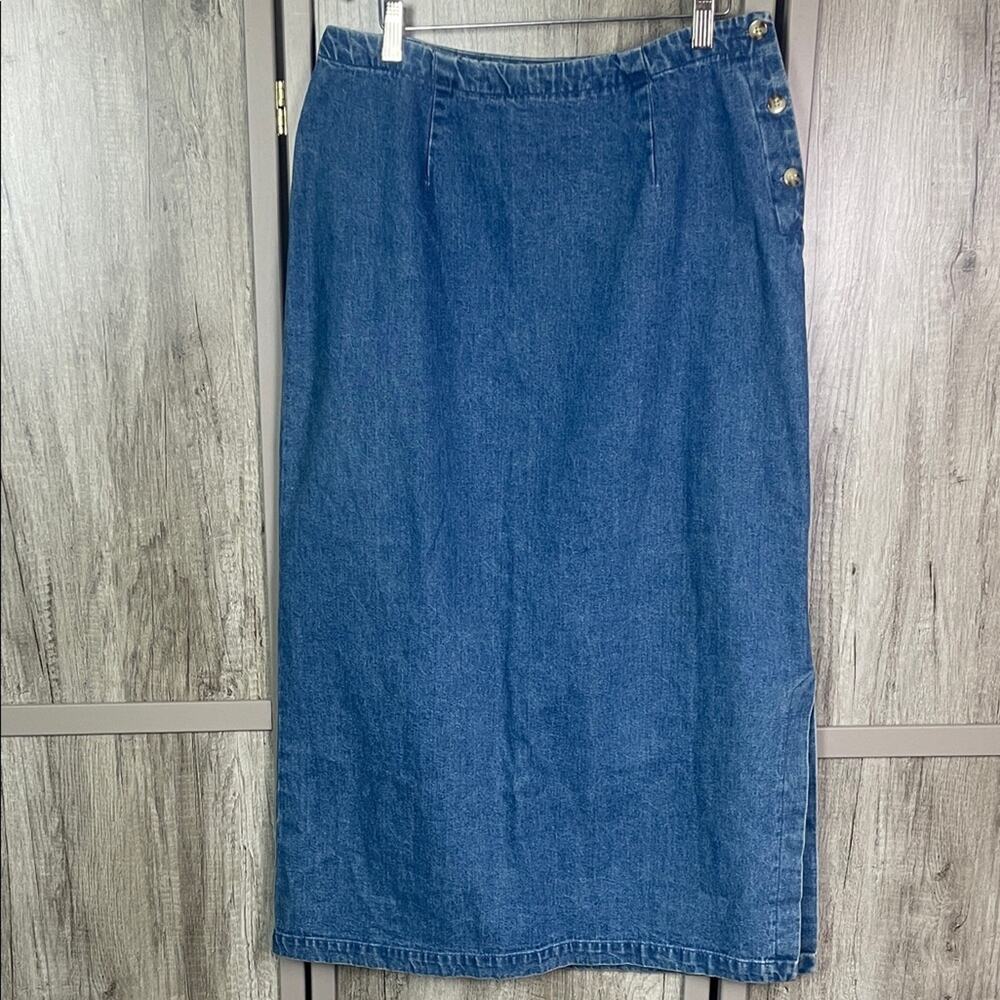 Vintage Eddie Bauer Blue Denim Maxi Skirt Women's 12